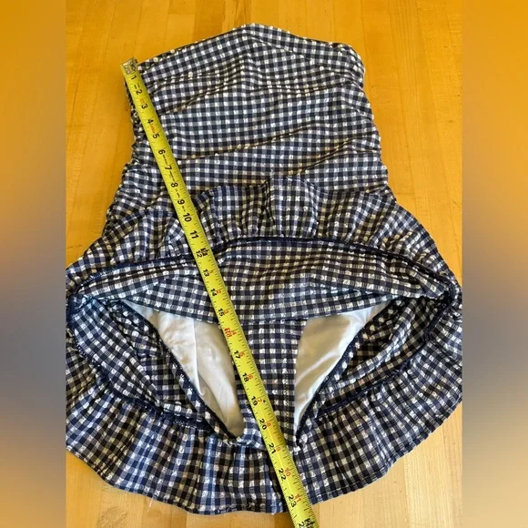 J. Crew ๐๏ธ Blue & White Gingham Retro Style beach swimsuit bathing suit skirt 6 - Picture 12 of 12
